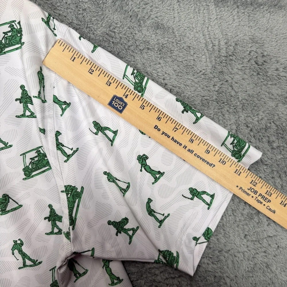 Waggle Polo Shirt Mens 3XL White Green Toy Golfers Army Men Performance Stretch - Picture 7 of 7